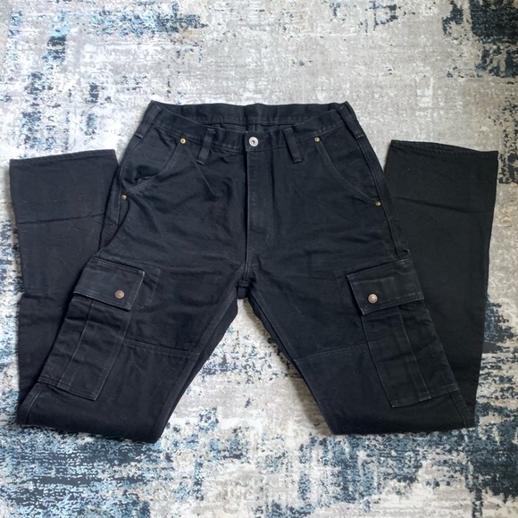 Black Iron Heart 14oz Selvedge Denim Cargo Pants Tapered Jeans(size 33) - Picture 2 of 6